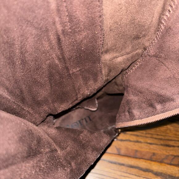 Born Women’s 6.5 Brown Distressed Suede Tall Riding Boots Western Harness Zip - Picture 7 of 8